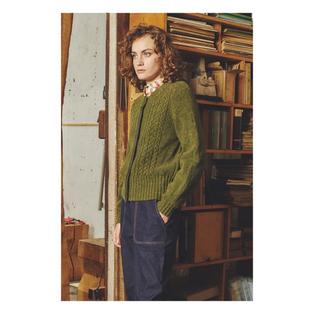 Gilma Merino Wool Cardigan | Verde Kaki