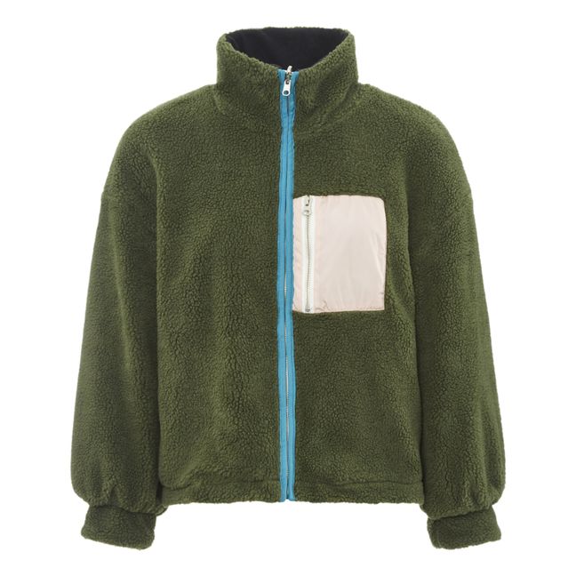 Belou Faux Fur Reversible Sweatshirt - Women’s Collection  | Verde militare