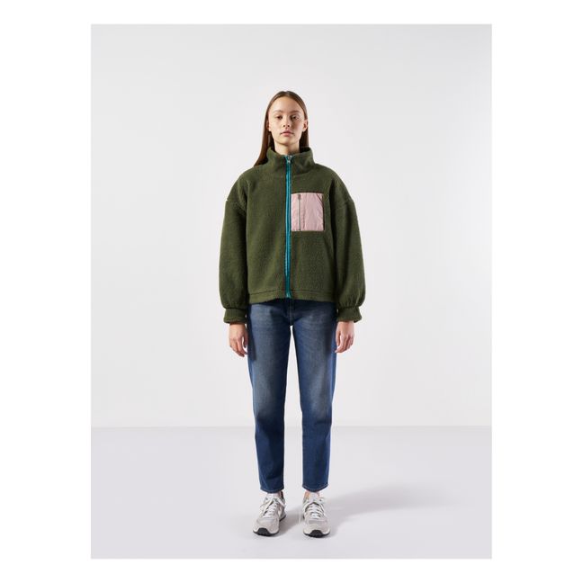 Belou Faux Fur Reversible Sweatshirt - Women’s Collection  | Verde militare