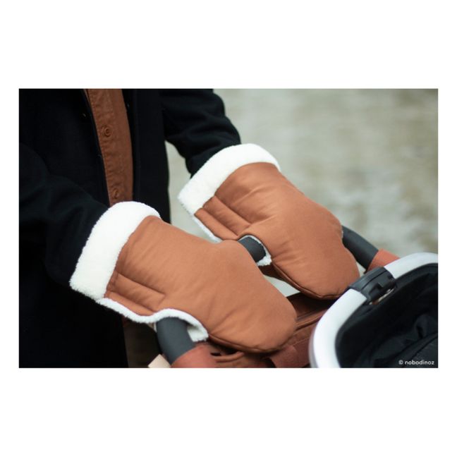 Fäustlinge für Kinderwagen aus Bio-Baumwolle | Terracotta