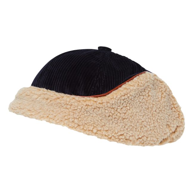 Chapeau Russe Chapka Velours & Polaire | Bleu indigo