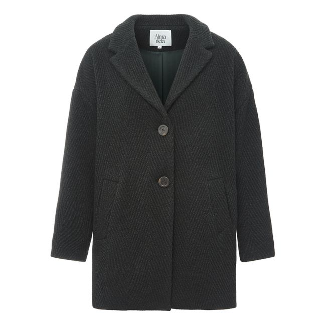 Recycled Wool Cropped Coat | Green