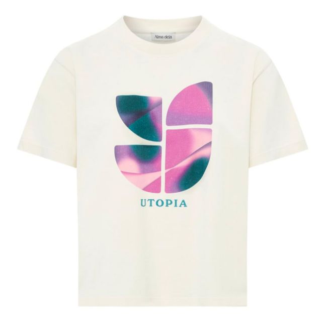 Camiseta estampada Boxy Utopia Algodón orgánico | Marfil