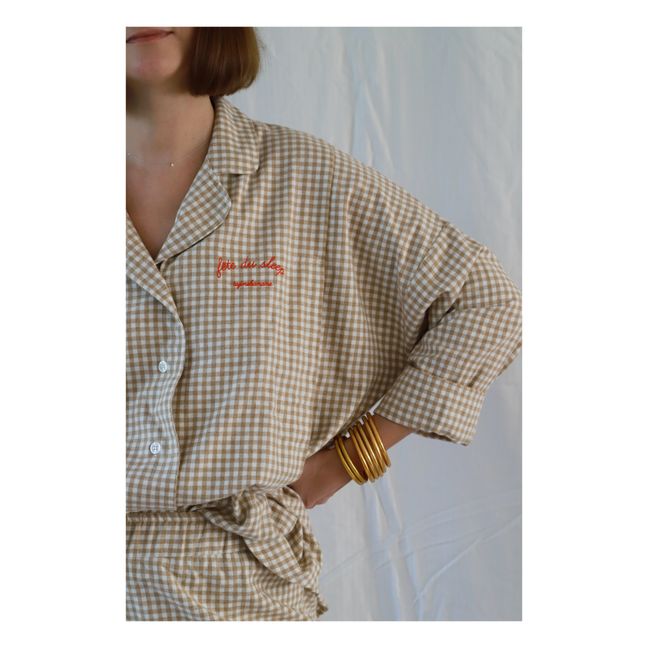 Pijama de lactancia de algodón Fête du Slip Oeko-Tex | Beige