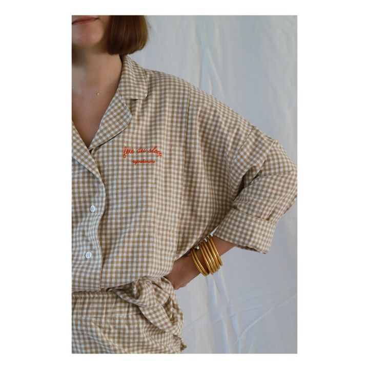 Pijama de lactancia de algodón Fête du Slip Oeko-Tex | Beige- Imagen del producto n°8