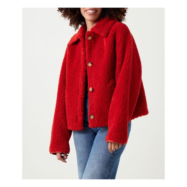 Vesper Faux Fur Coat | Rosso- Immagine del prodotto n°1