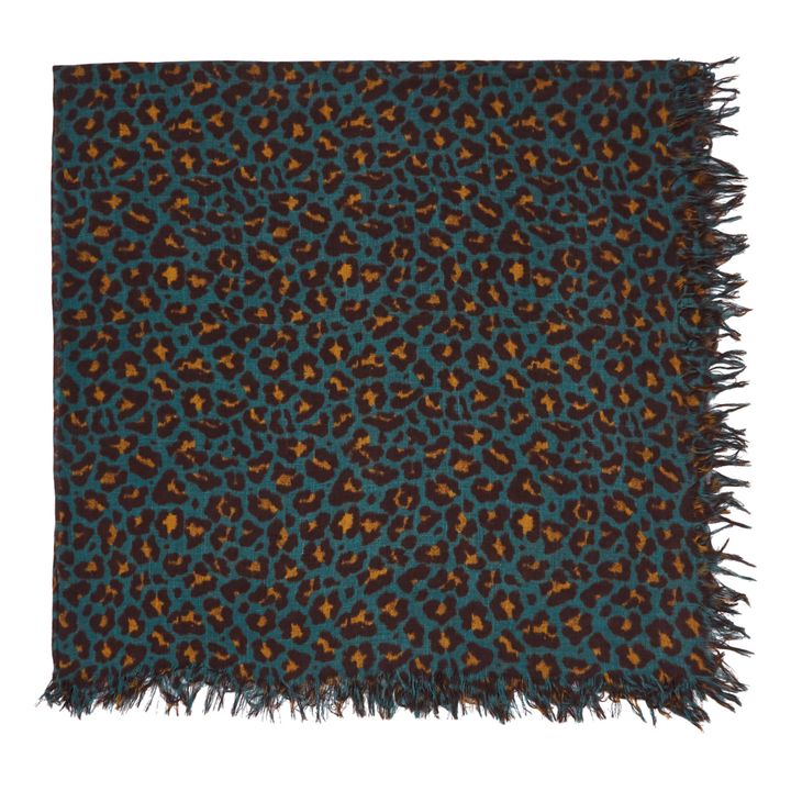 Emile Wilde Leopard Print Woollen Scarf | Verde- Imagen del producto n°0