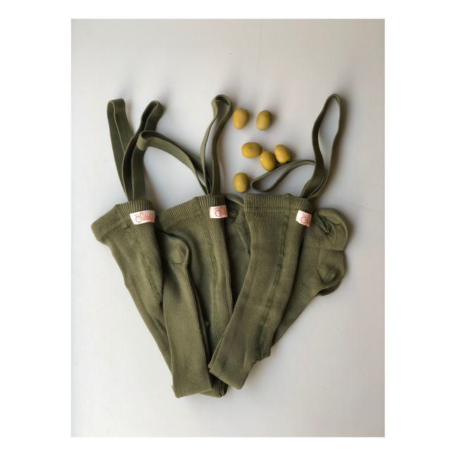 Organic Cotton Suspender Tights | Green