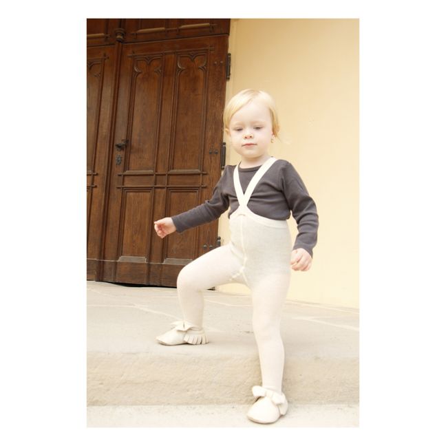 Collants à Bretelles Coton Bio | Ecru