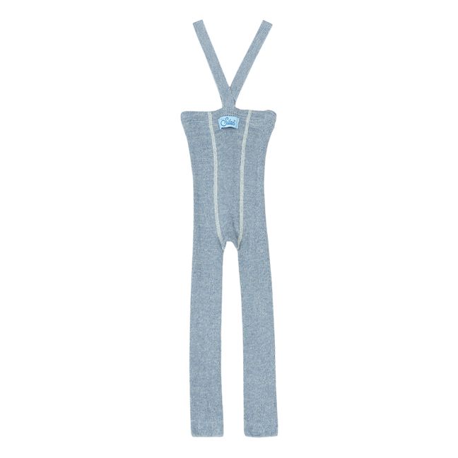 Organic Cotton Footless Suspender Tights | Blue