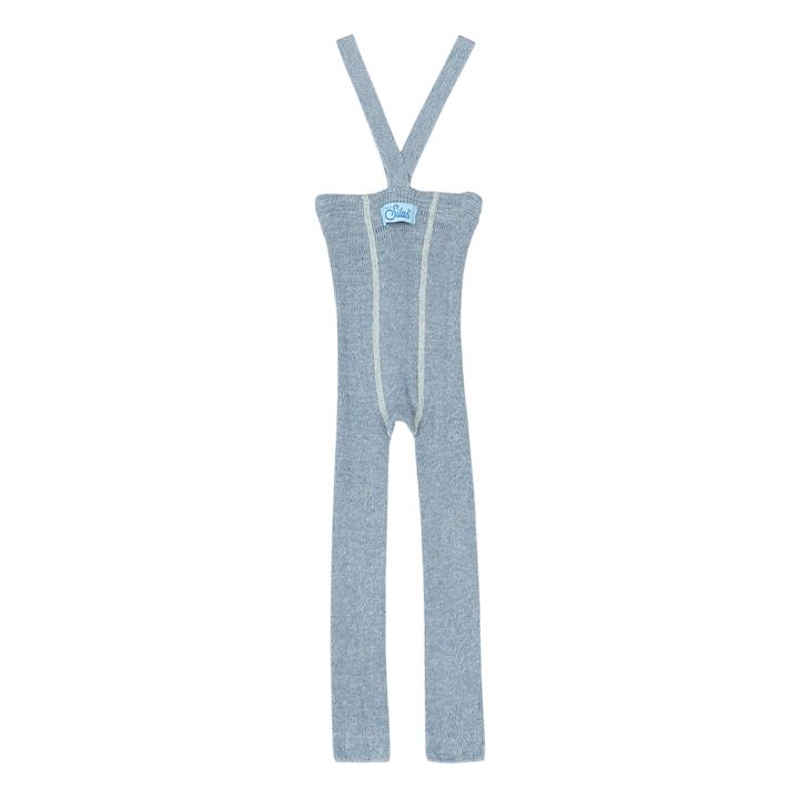 Collants à Bretelles Coton Bio Sans Pieds | Bleu- Image produit n°5