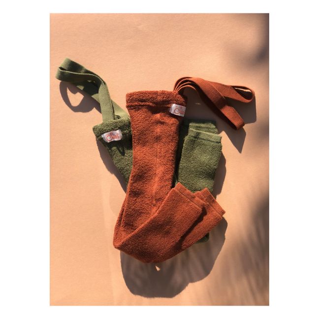 Collant con bretelle, in cotone bio, senza piedi, modello: Warmy | Verde