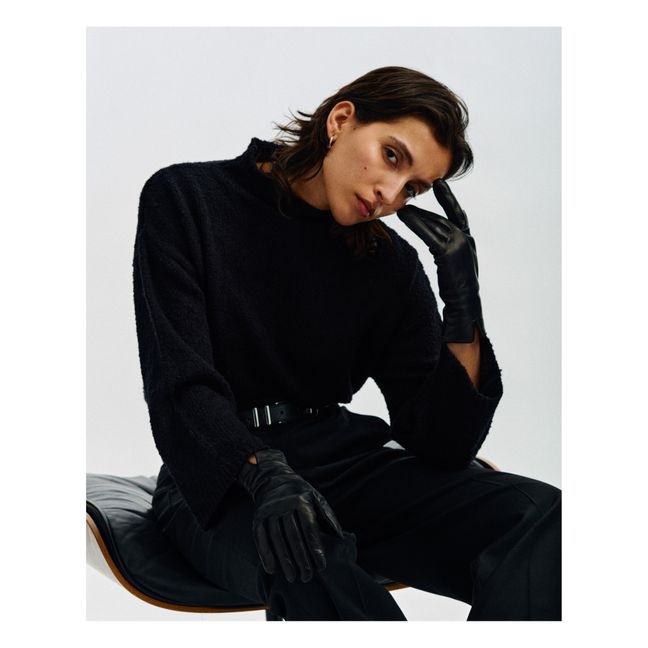 Essentials Cashmere Lined Leather Gloves | Negro