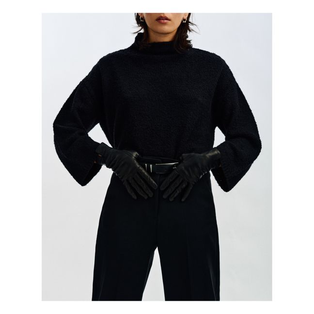 Essentials Cashmere Lined Leather Gloves | Negro