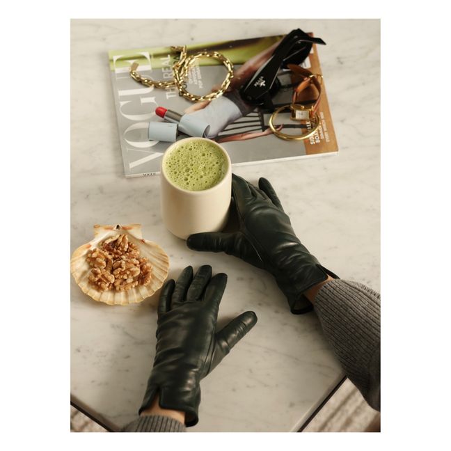 Essentials Cashmere Lined Leather Gloves | Green