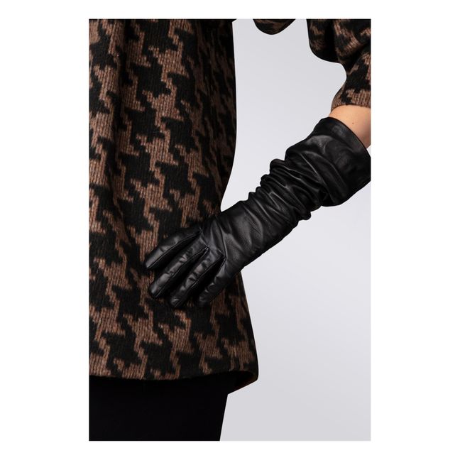 Essentials Long Cashmere Lined Leather Gloves | Black