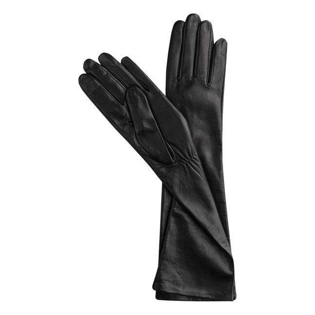 Essentials Long Cashmere Lined Leather Gloves | Negro