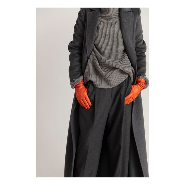 Guanti lunghi in pelle essenziali Fodera in seta | Arancione