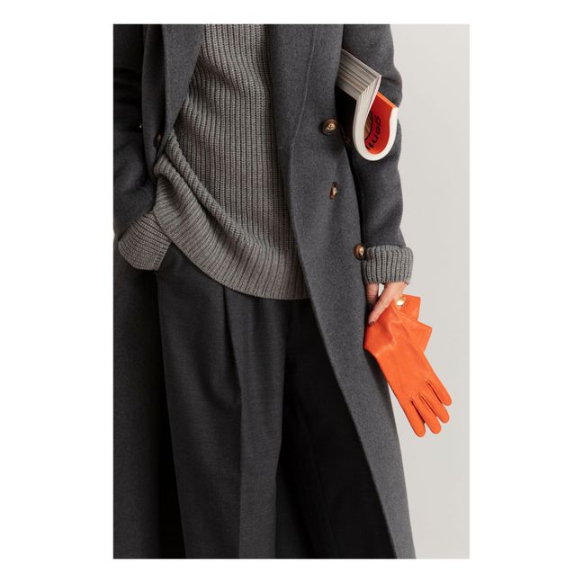 Gants Long Essentials Cuir Doublure Soie | Orange