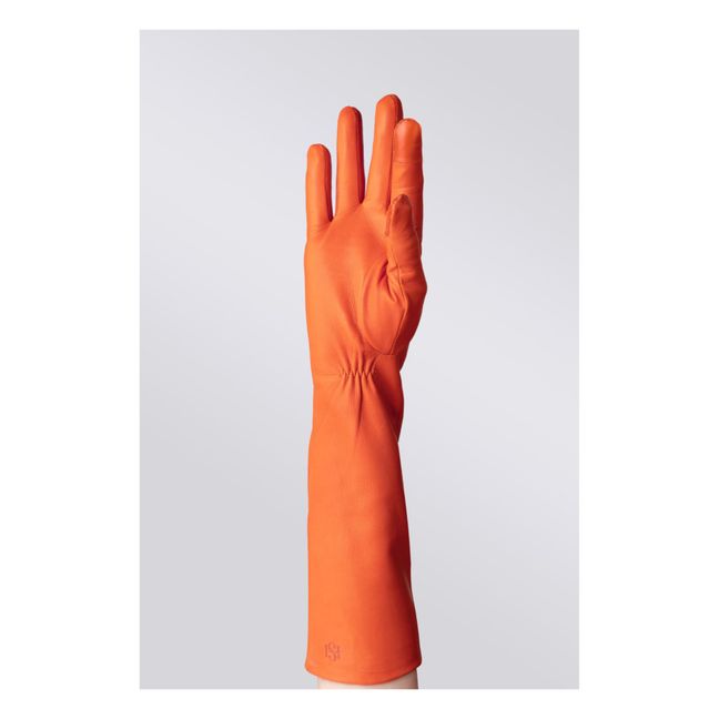 Gants Long Essentials Cuir Doublure Soie | Orange