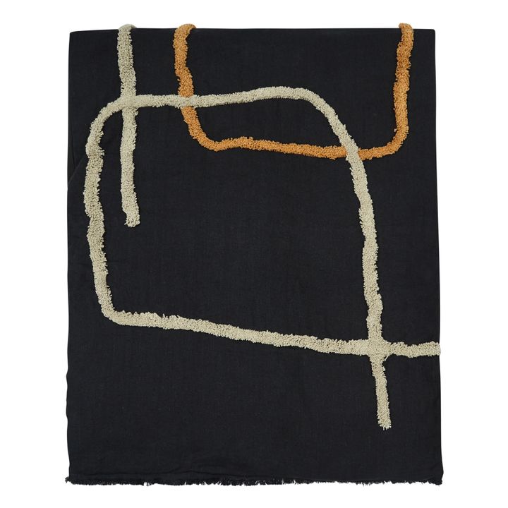 Bettdecke Tikri aus gewaschenem Leinen | Schwarz- Produktbild Nr. 1