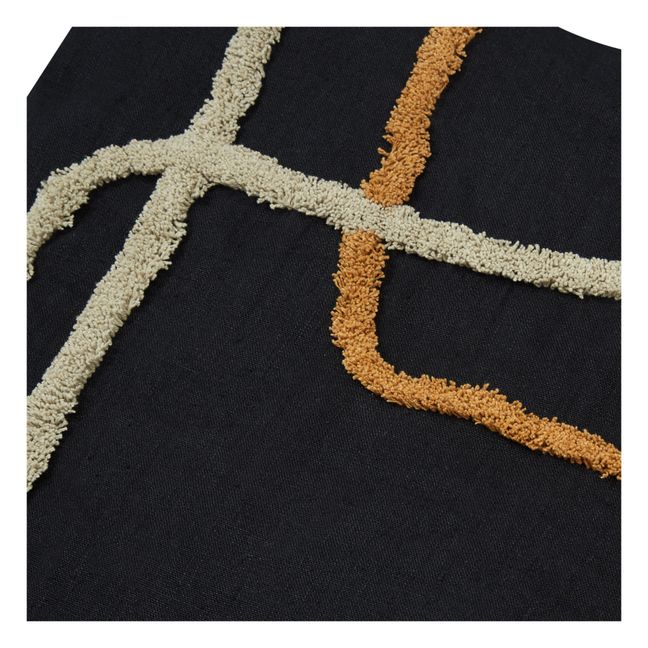 Tikri Washed Linen Quilt  | Black