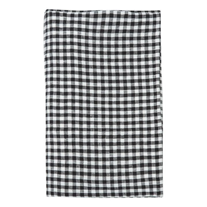 Mantel de lino lavado Vichy | Negro- Imagen del producto n°0