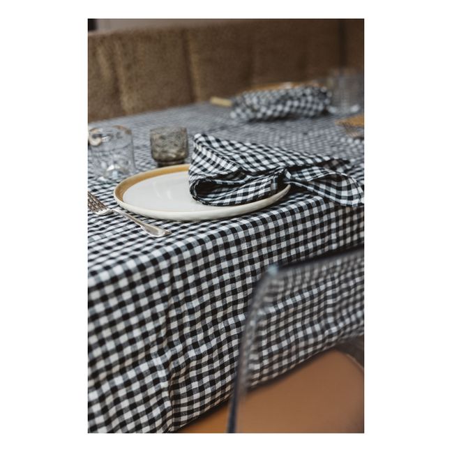 Nappe en lin lavé vichy | Noir
