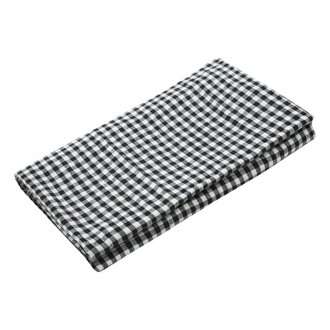 Mantel de lino lavado Vichy | Negro