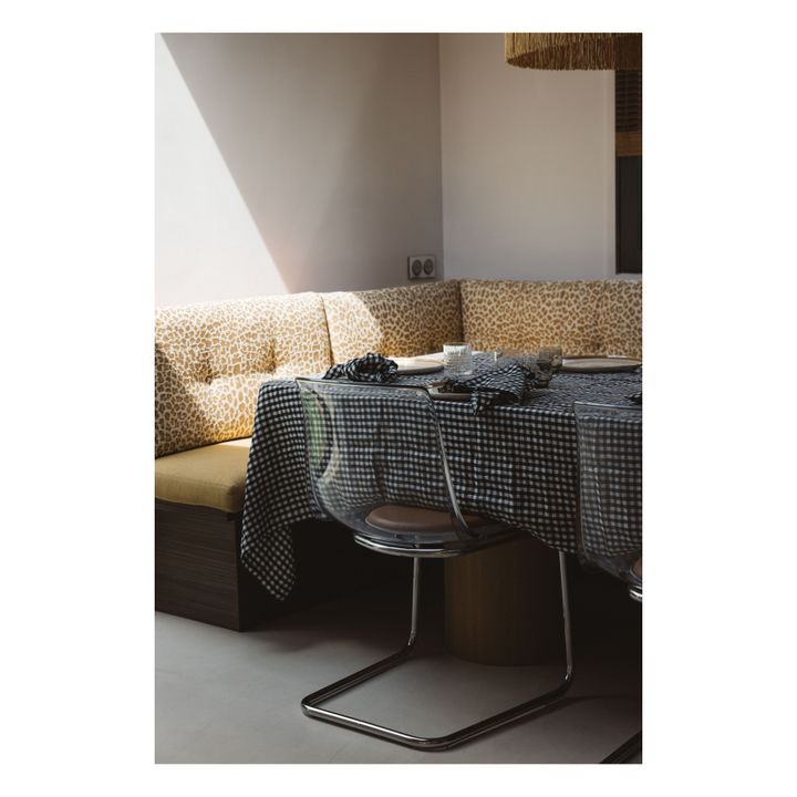 Mantel de lino lavado Vichy | Negro- Imagen del producto n°1