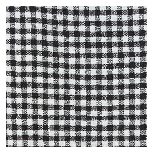 Gingham Washed Linen Tablecloth | Nero