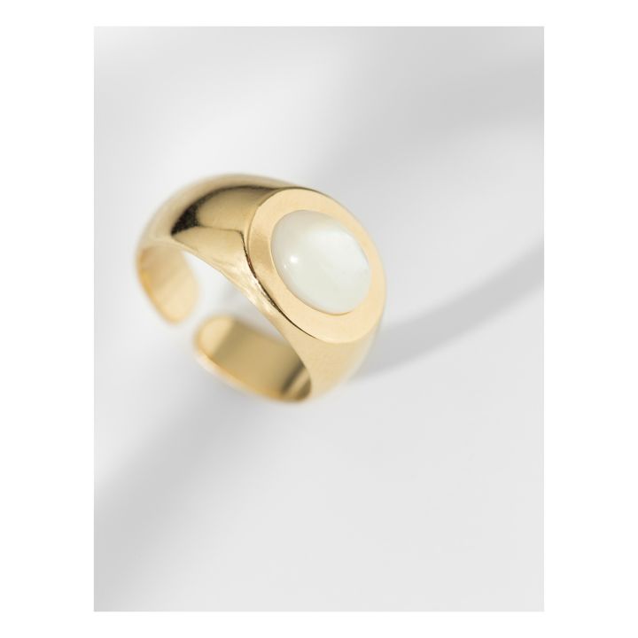Bague Vintage Chevalière En Métal Doré – Style Feuille D’or – Occasion