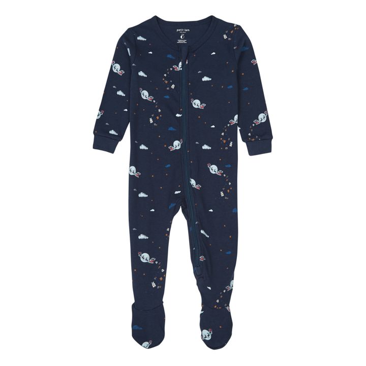 Glow-in-the-Dark One-Piece Christmas Pyjama | Navy blue- Product image n°0