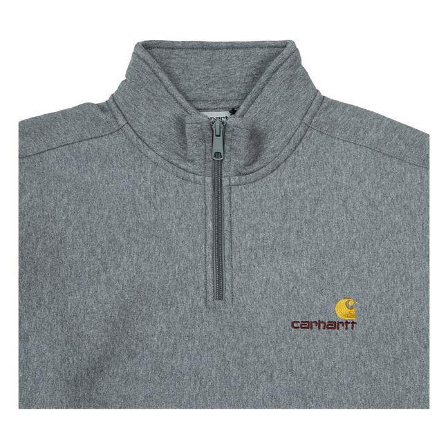 Sweatshirt mit Reißverschluss Script | Grau Meliert
