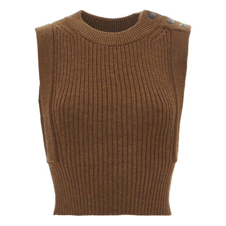 Pull Sans Manches Mérinos Everdine - Collection Femme  | Ochre- Product image n°0