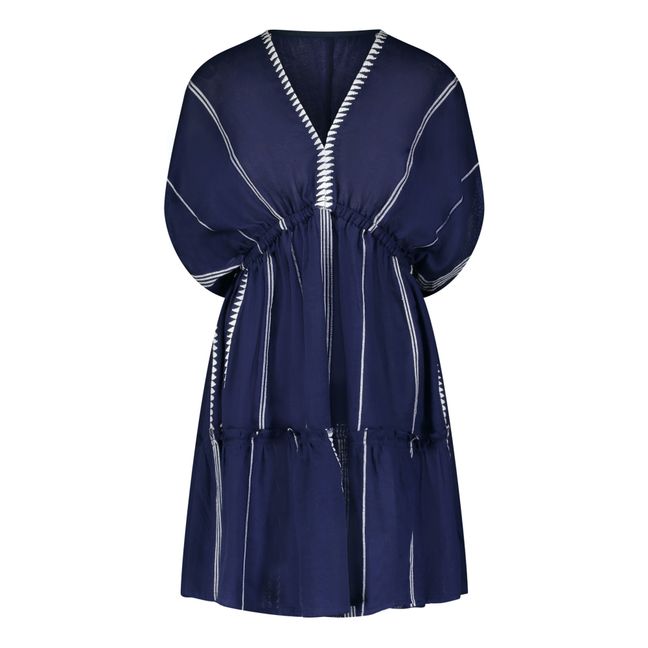 Robe Courte Plunge Neck Nunu | Bleu marine