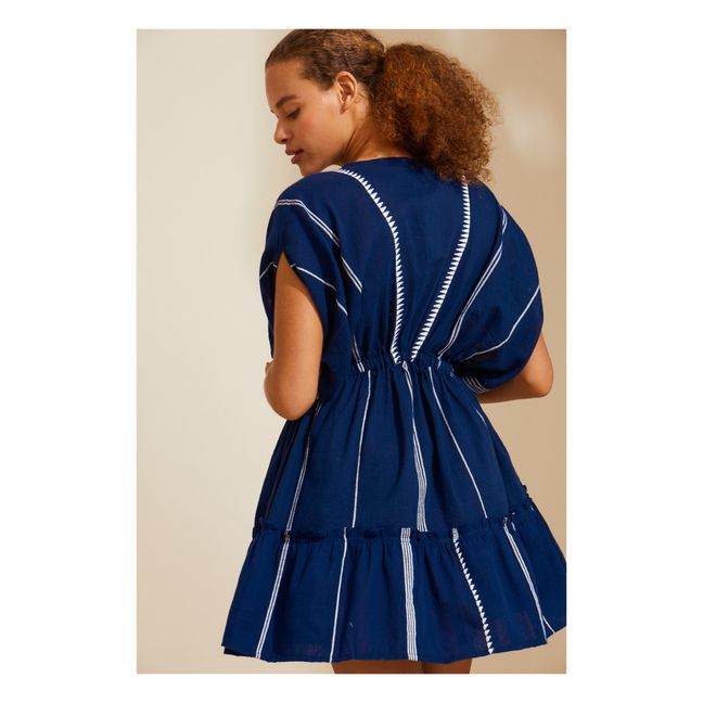 Nunu Plunge Neck Short Dress | Blu marino