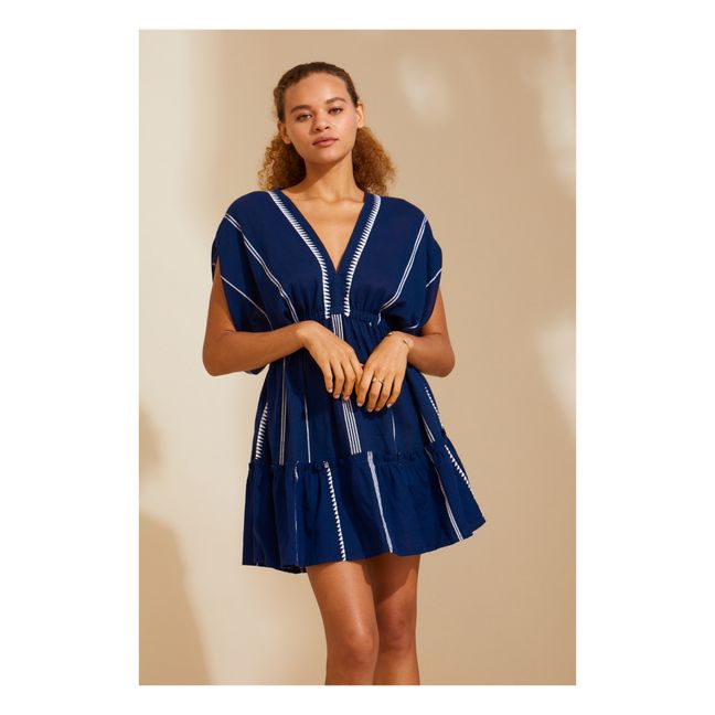 Nunu Plunge Neck Short Dress | Blu marino