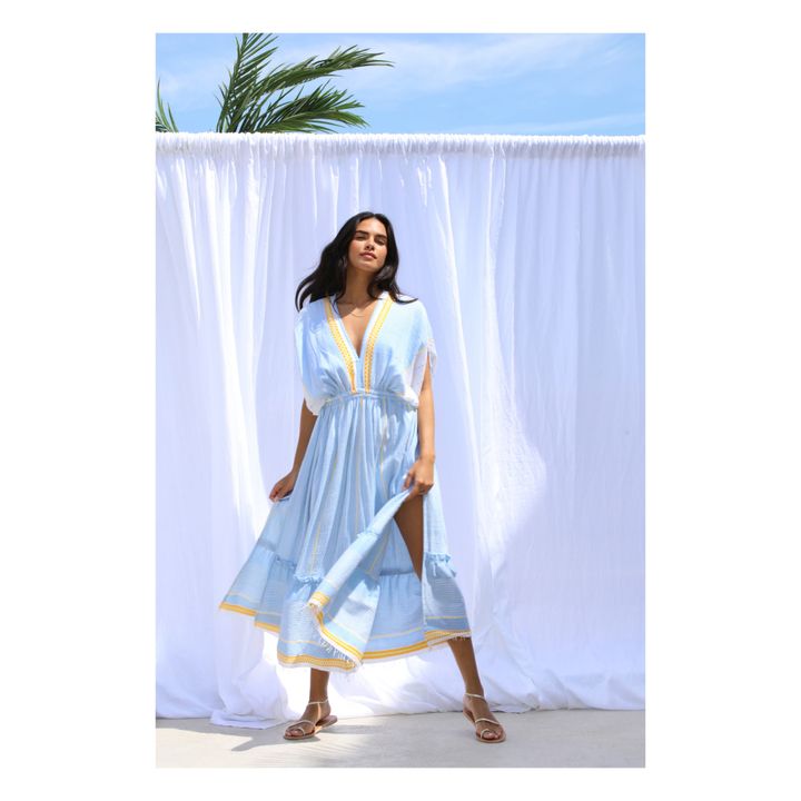 Jemari Plunge Neck Dress | Azul- Imagen del producto n°1