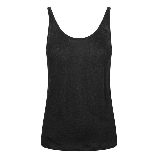 Synne Linen Tank Top | Nero