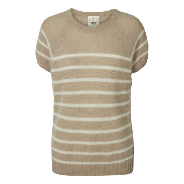 Mollie Striped Alpaca Wool Sweater | Beige
