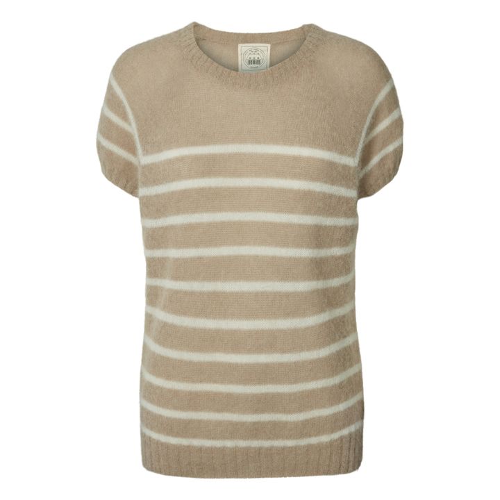 Mollie Striped Alpaca Wool Sweater | Beige- Immagine del prodotto n°0