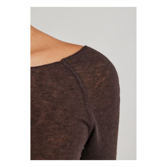 T-shirt Amalie in lana | Marrone scuro