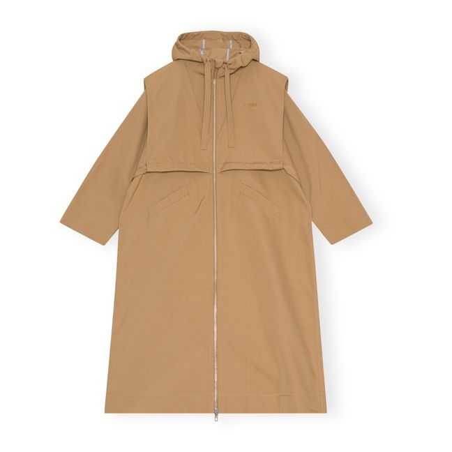 Oversized Hooded Coat | Camel