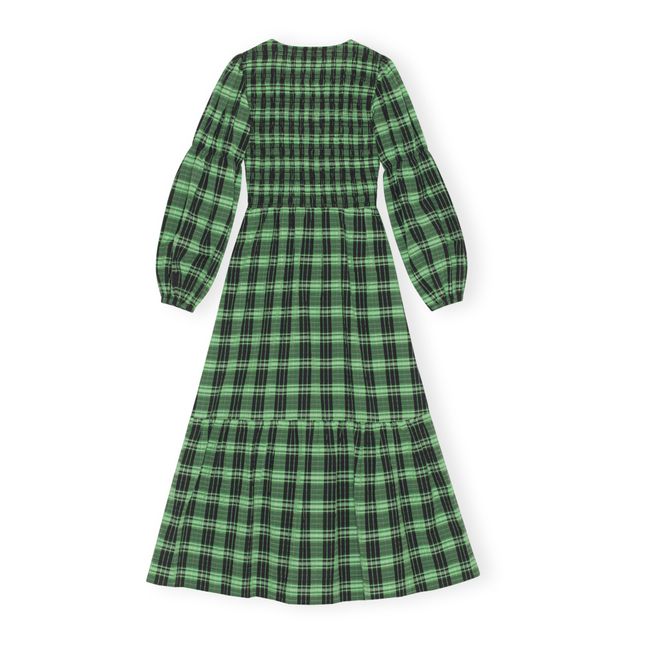 Checked Organic Cotton Smock Dress | Green