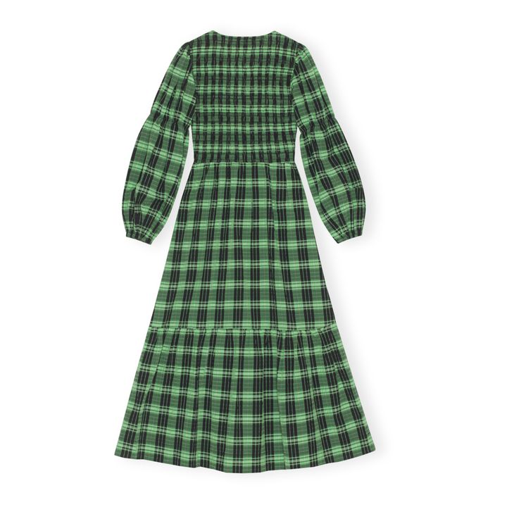 Gesmoktes Kleid kariert Bio-Baumwolle | Grün- Produktbild Nr. 4