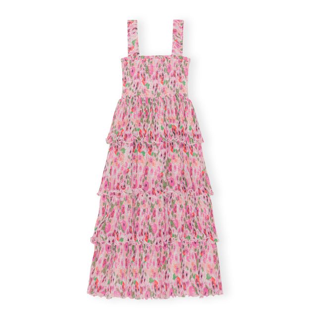 Georgette Pleated Smock Dress | Pink