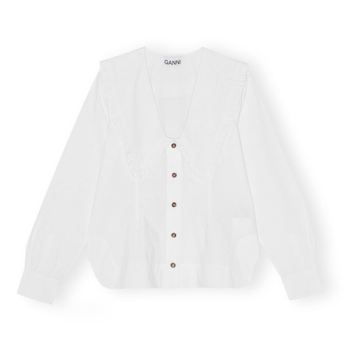 Organic Cotton Poplin V-Neck Shirt | Blanco- Imagen del producto n°0