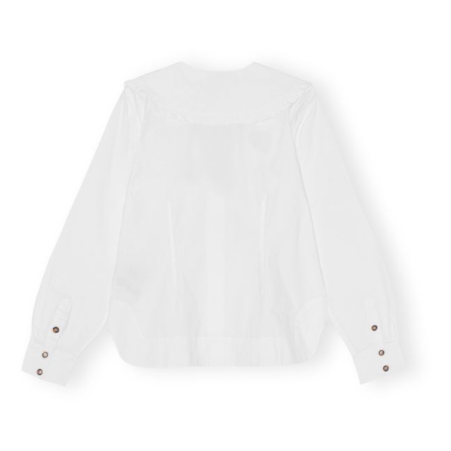 Organic Cotton Poplin V-Neck Shirt | Bianco