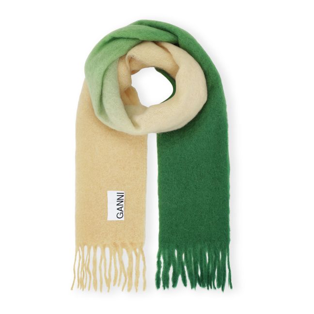 Mohair Gradient Fringe Scarf | Verde